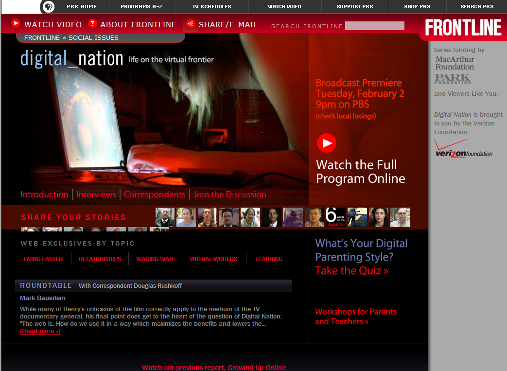 PBS Frontline Digital Nation Life on the Virtual Frontier PBS Frontline Digital Nation Life on the Virtual Frontier
