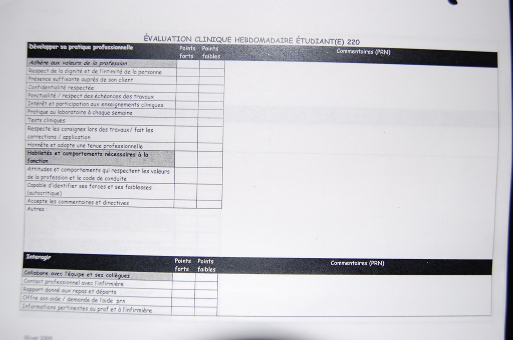 l'auto-évaluation de 5 pages ..... toujours plaisant .....? 