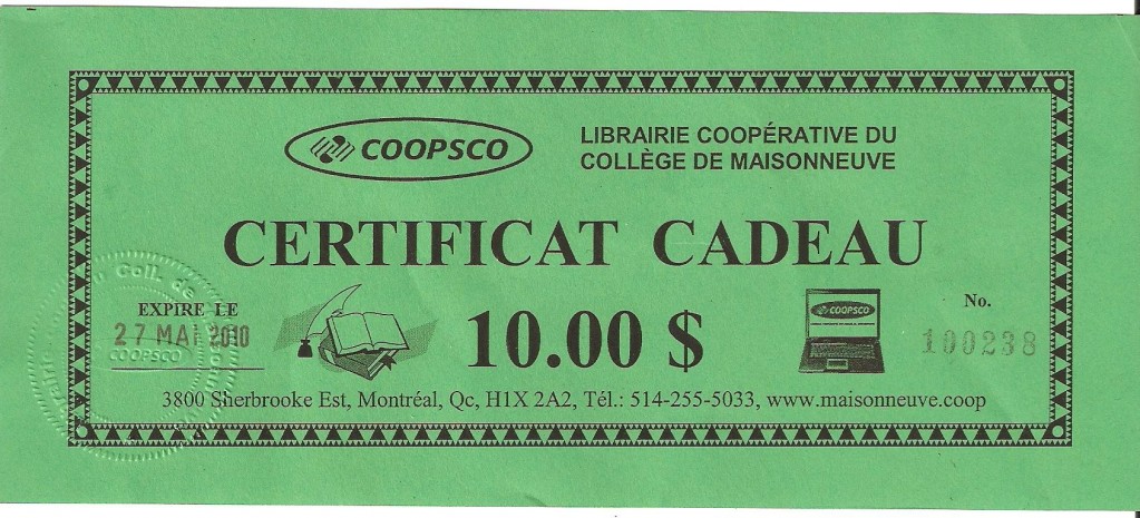 certificat cadeau pour payer mon livre de psychiatrie à 100$