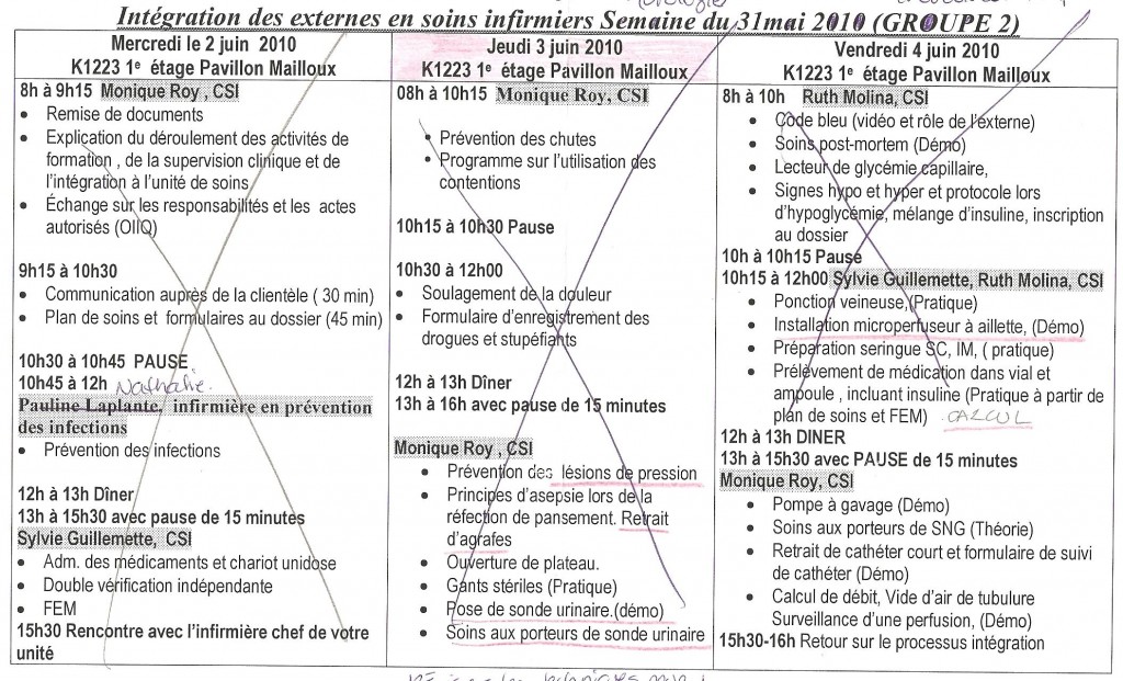 le contenu des trois journées de formation théoriques